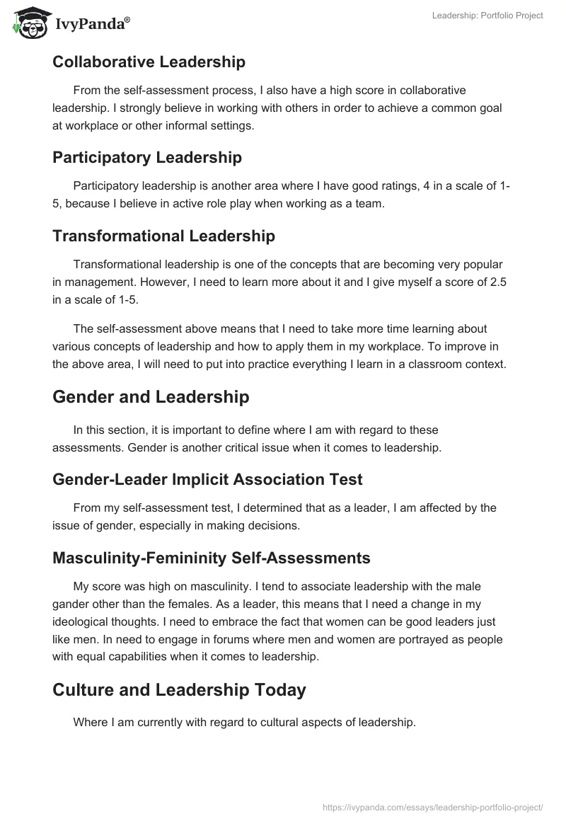 Leadership: Portfolio Project. Page 4