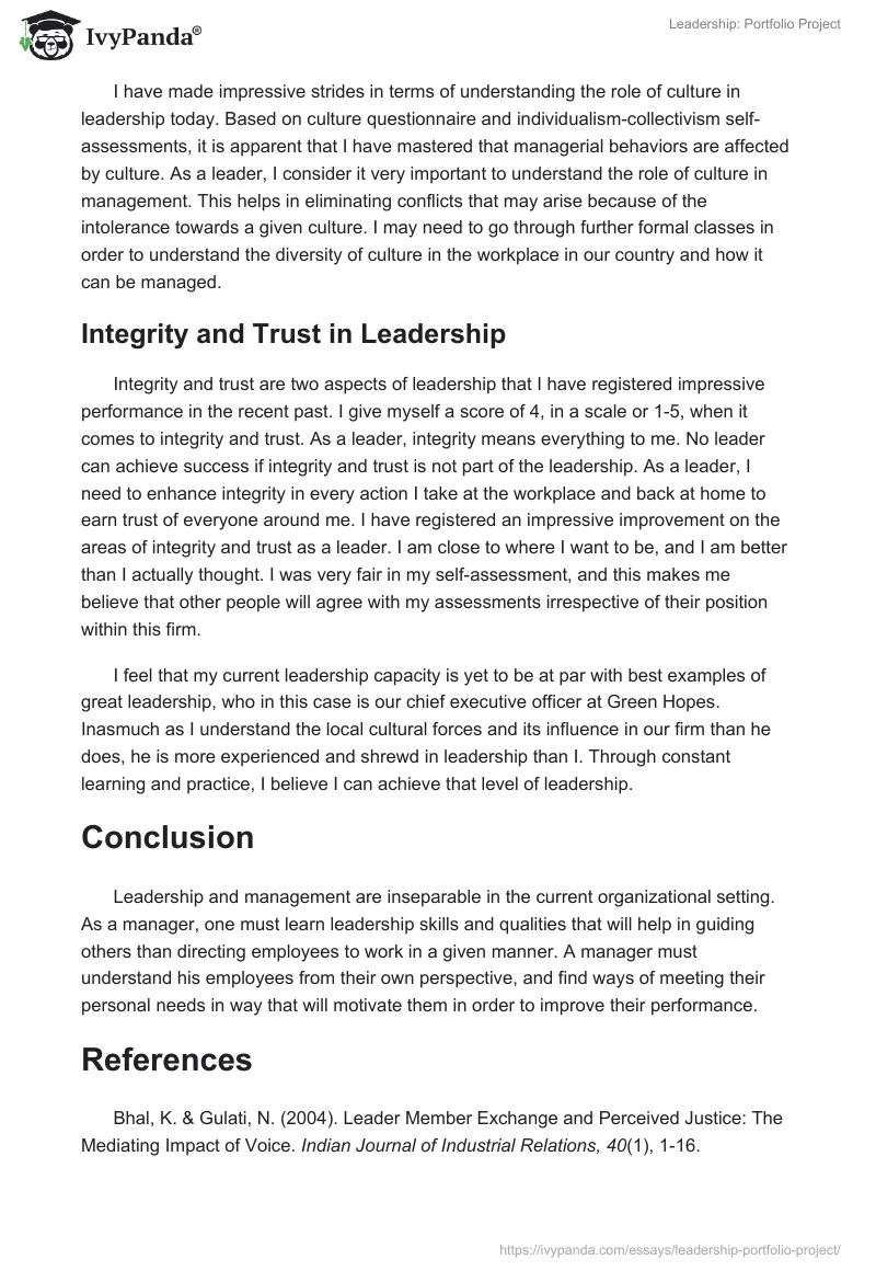 Leadership: Portfolio Project. Page 5