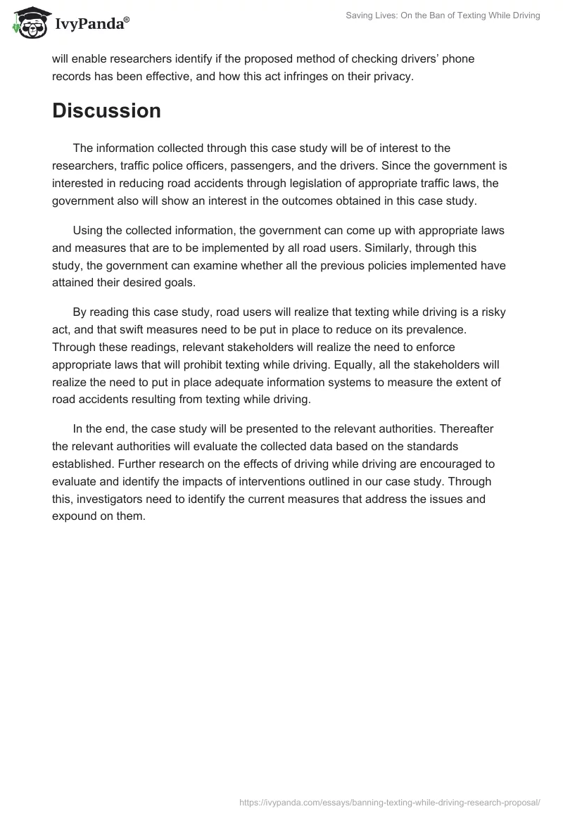 Saving Lives: On the Ban of Texting While Driving. Page 2