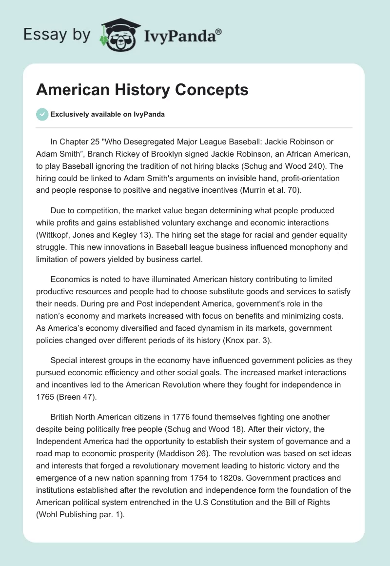 American History Concepts. Page 1