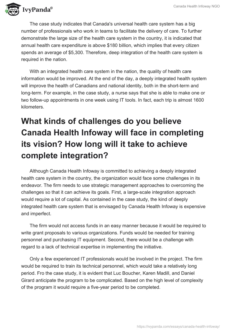 Canada Health Infoway NGO. Page 2