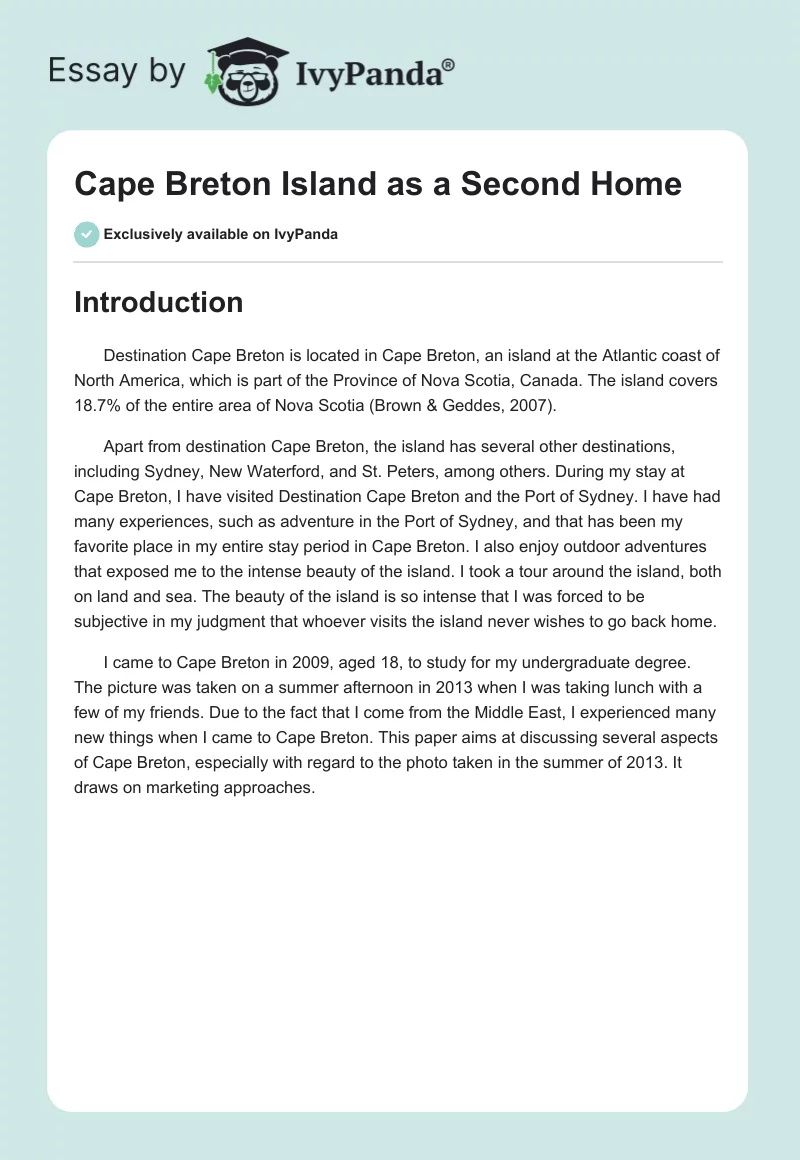Cape Breton Island as a Second Home. Page 1