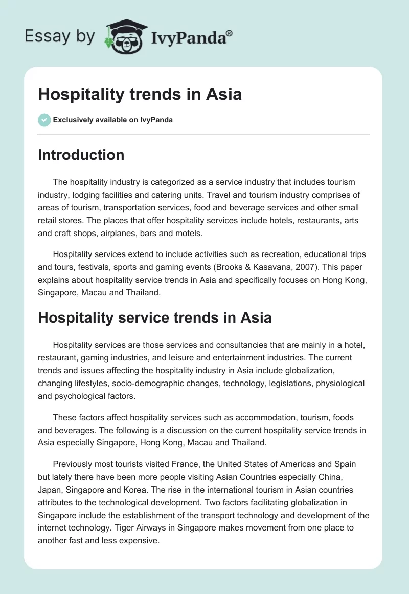 Hospitality trends in Asia. Page 1
