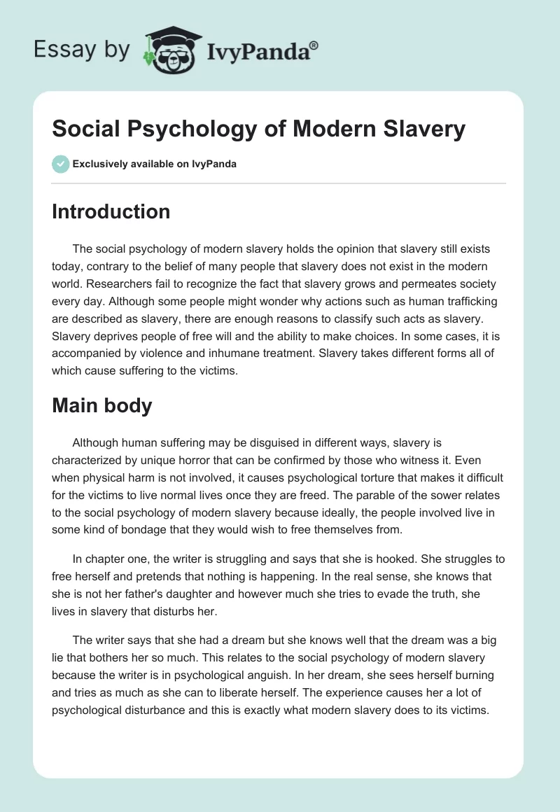 Social Psychology of Modern Slavery. Page 1