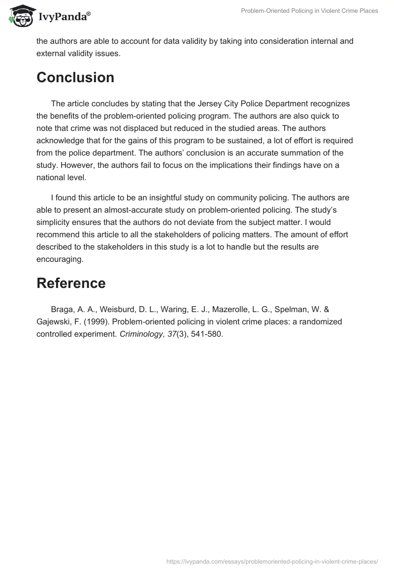 Problem‐Oriented Policing in Violent Crime Places. Page 3