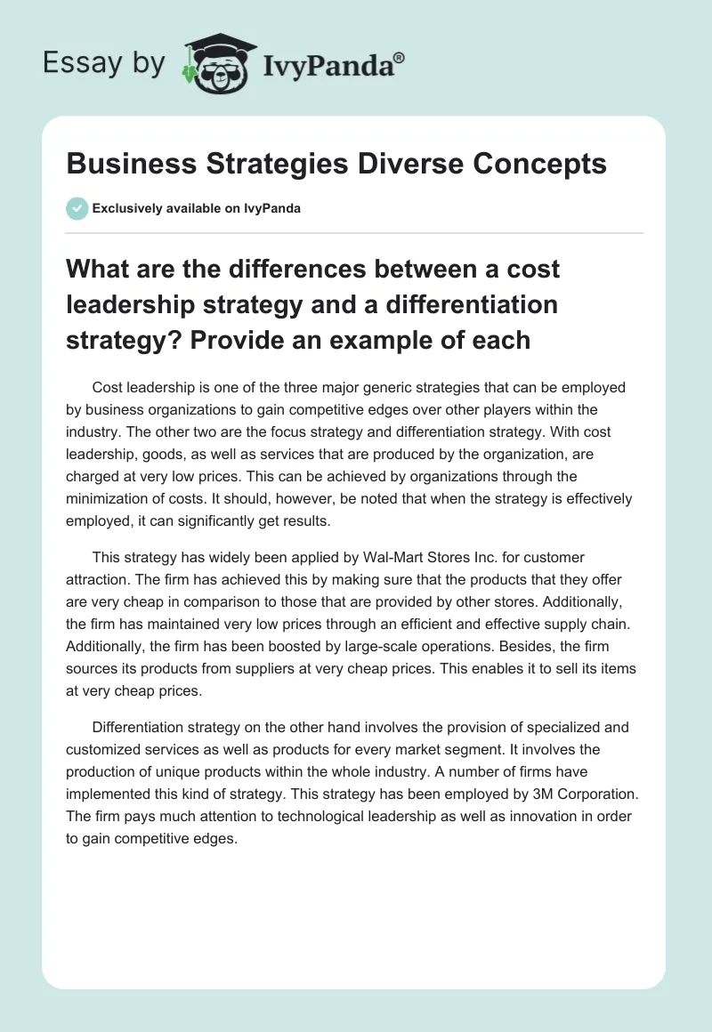Business Strategies Diverse Concepts. Page 1