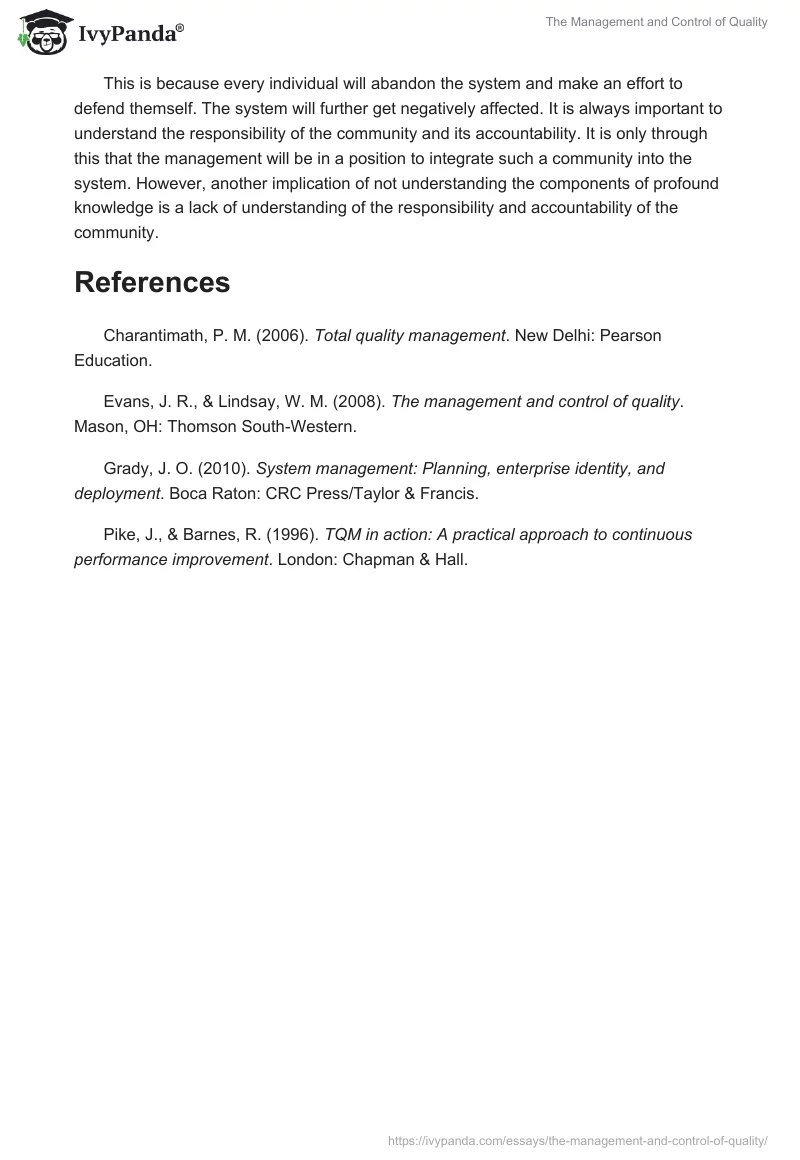The Management and Control of Quality. Page 5