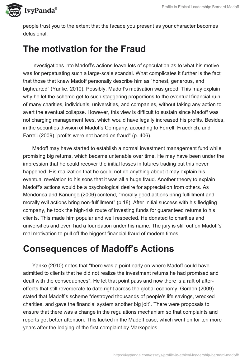 Profile in Ethical Leadership: Bernard Madoff. Page 3