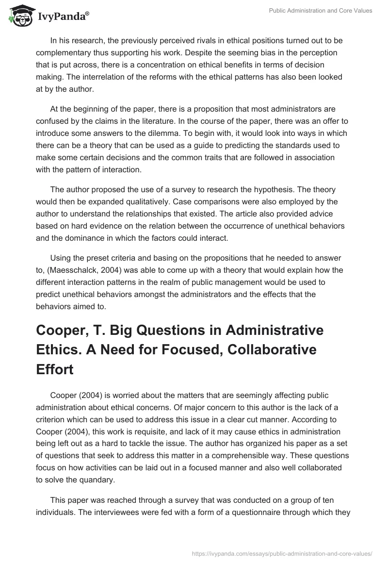 Public Administration and Core Values. Page 2