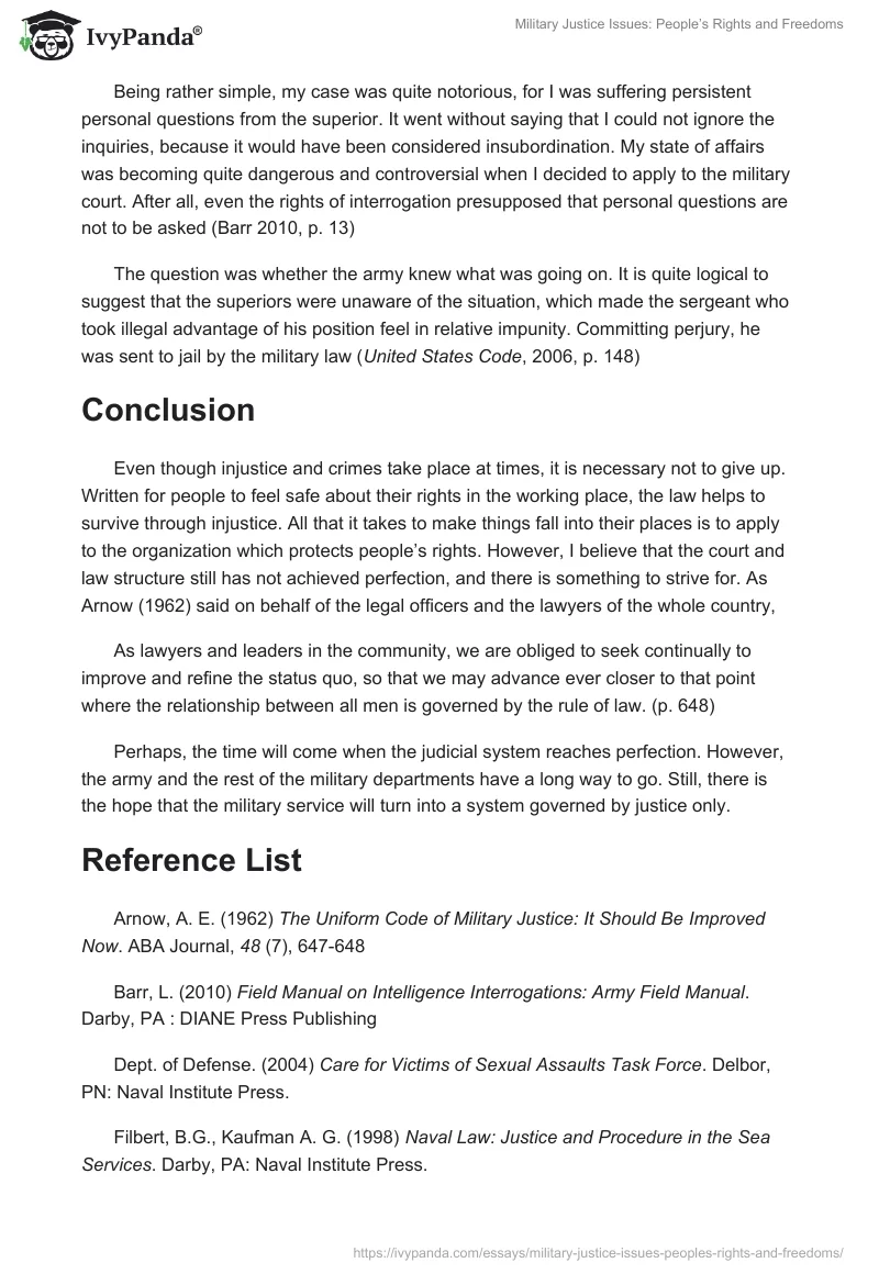Military Justice Issues: People’s Rights and Freedoms. Page 2