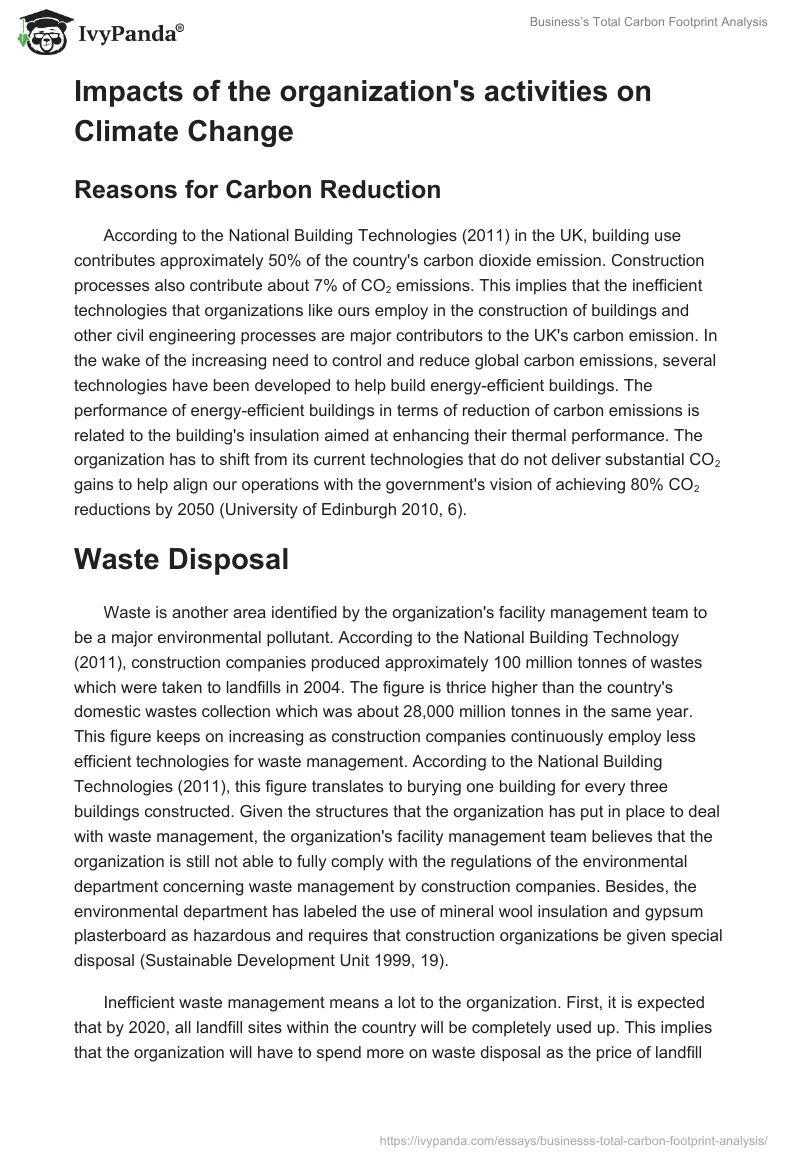 Business’s Total Carbon Footprint Analysis. Page 3
