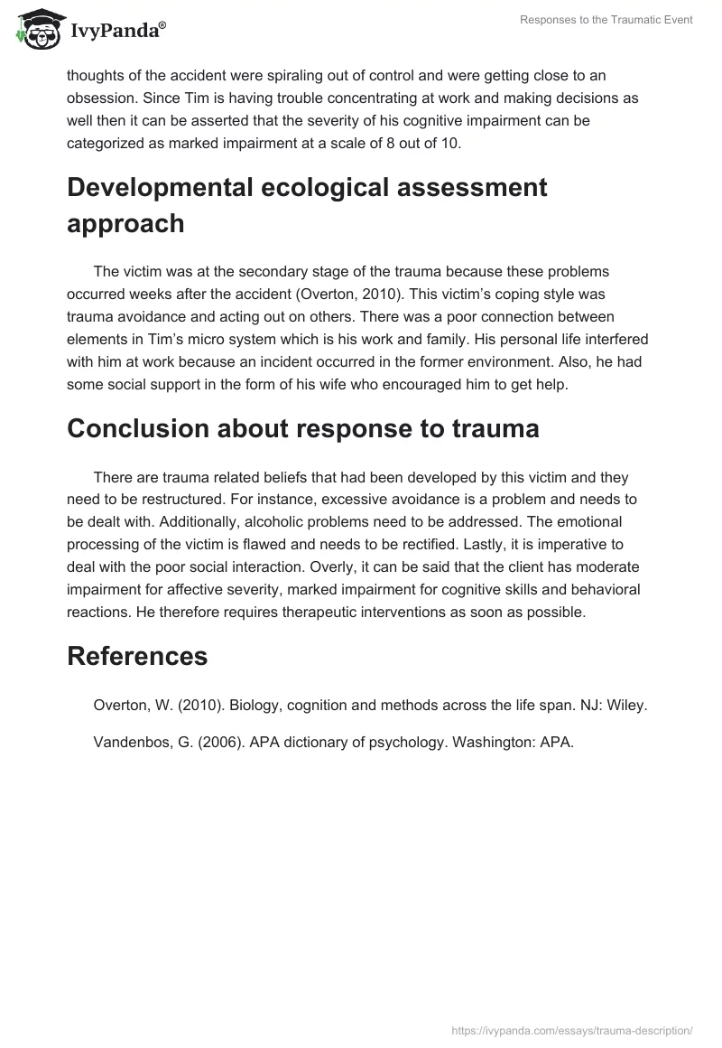 Responses to the Traumatic Event. Page 2