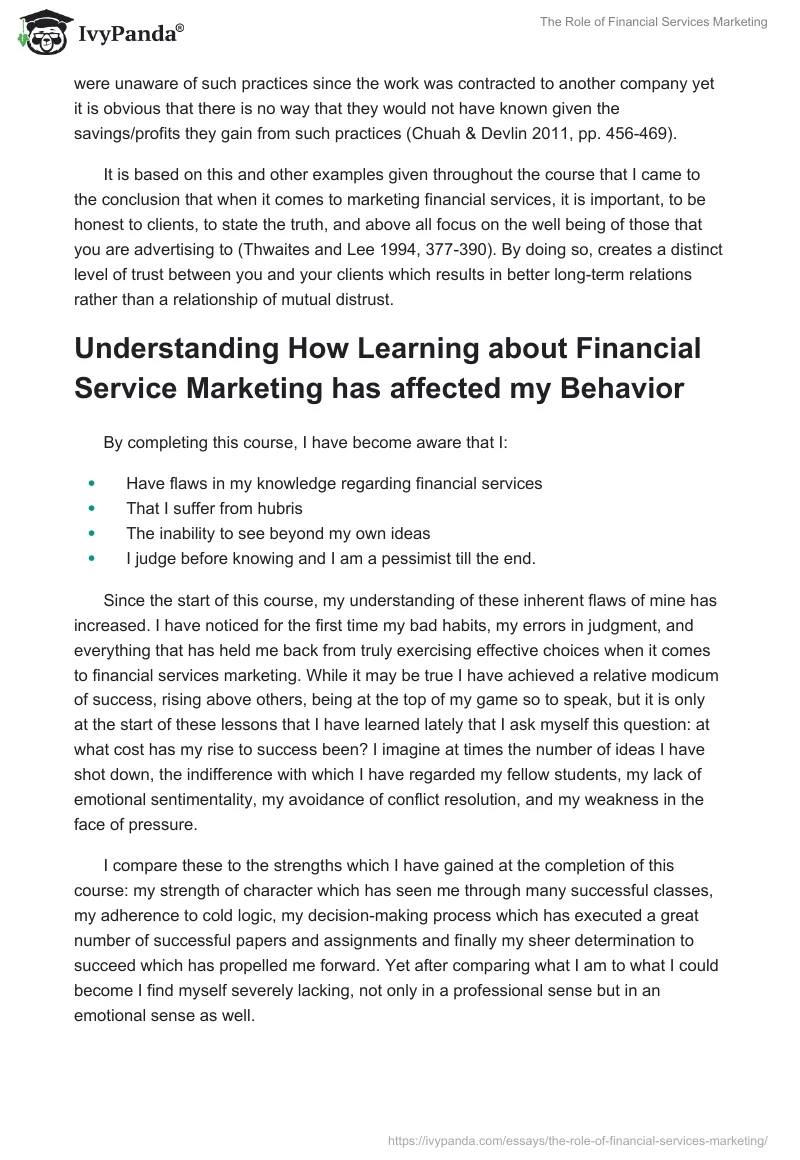 The Role of Financial Services Marketing. Page 4