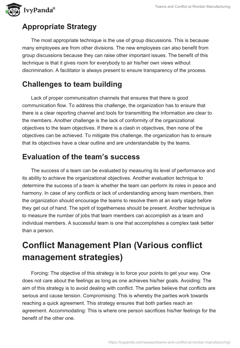 Teams and Conflict at Riordan Manufacturing. Page 2