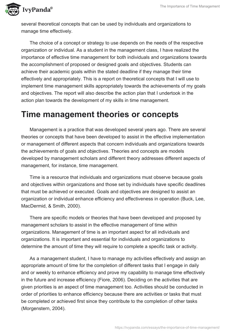 The Importance of Time Management. Page 2