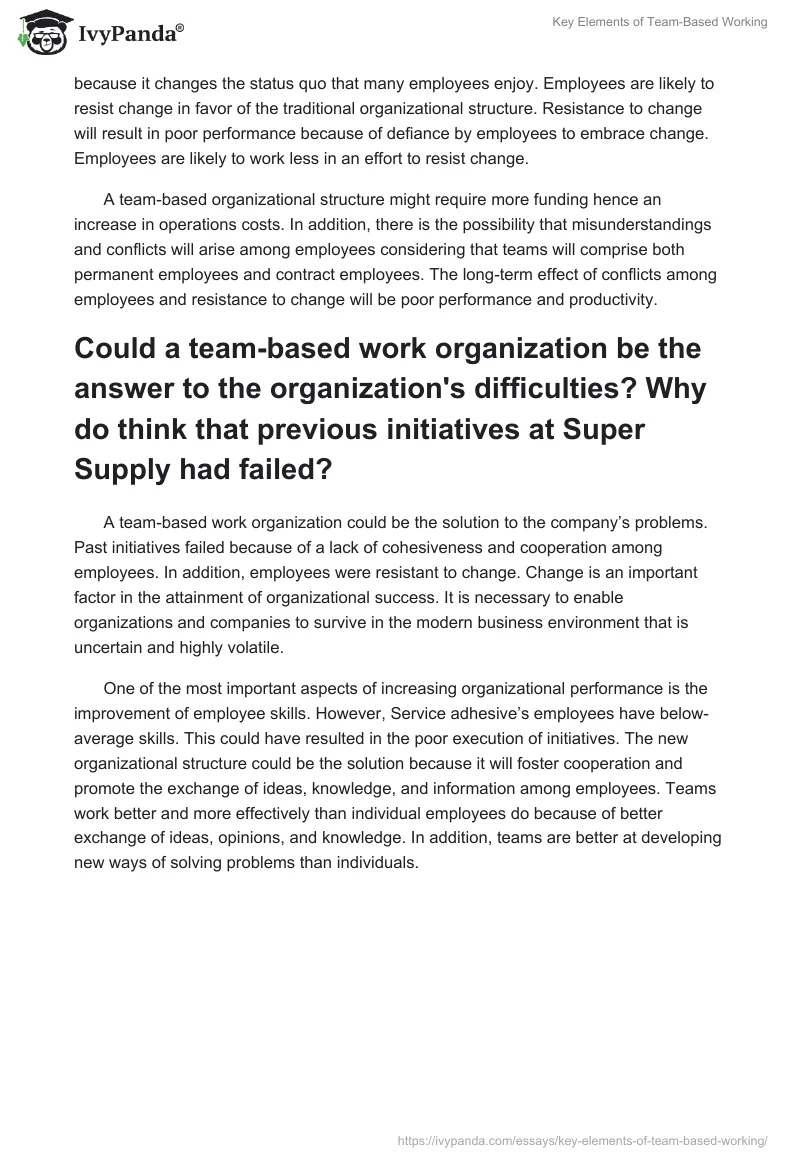 Key Elements of Team-Based Working. Page 2