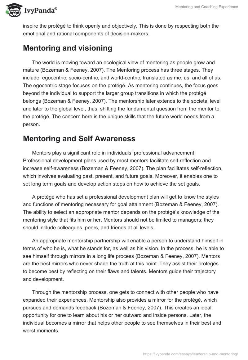 Mentoring and Coaching Experience. Page 5