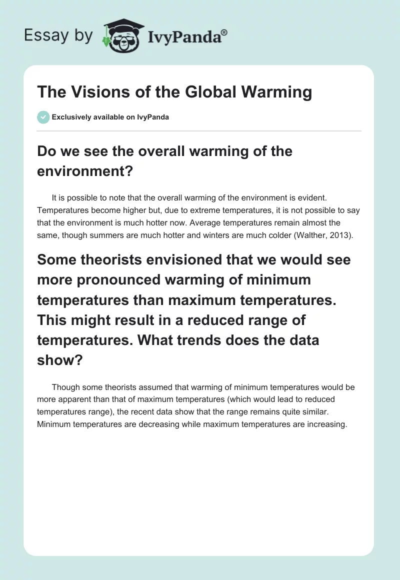 The Visions of the Global Warming. Page 1