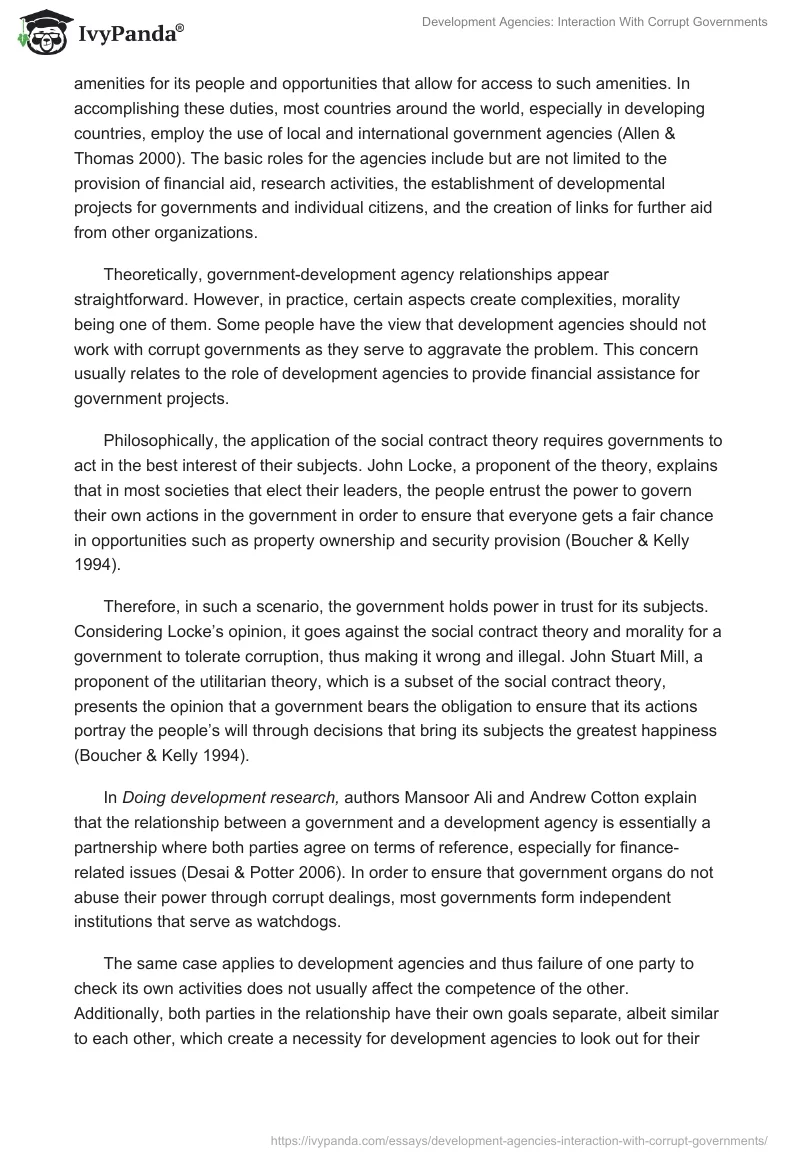 Development Agencies: Interaction With Corrupt Governments. Page 2