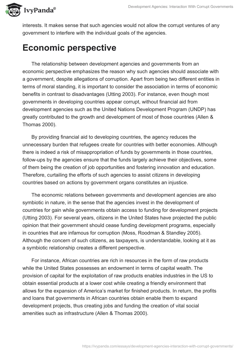Development Agencies: Interaction With Corrupt Governments. Page 3