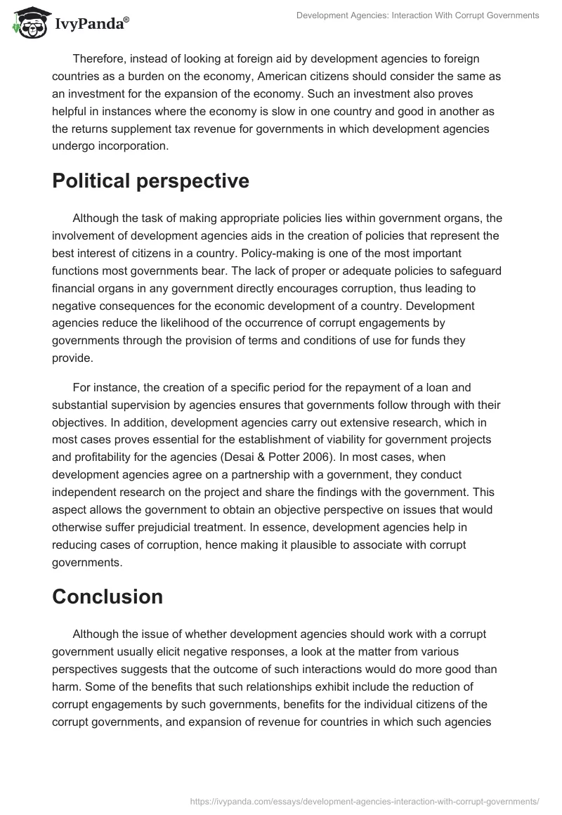 Development Agencies: Interaction With Corrupt Governments. Page 4