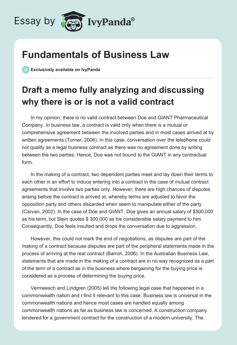 Fundamentals of Business Law. Page 1