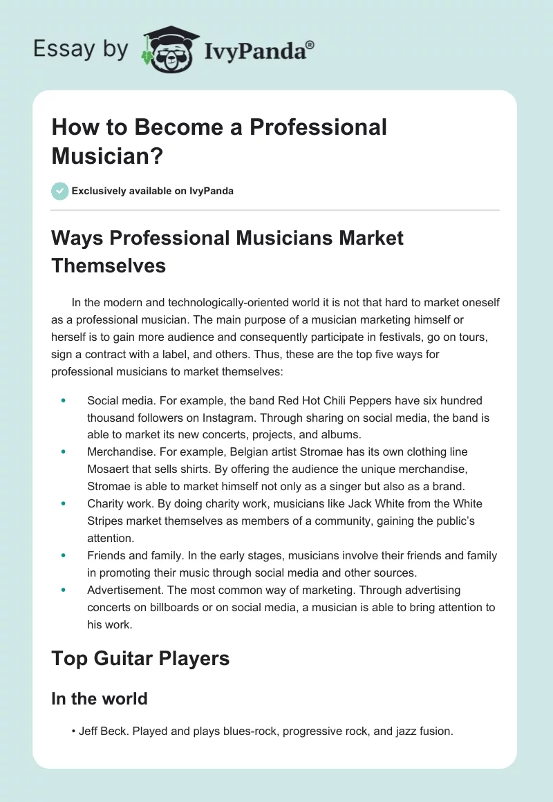 How to Become a Professional Musician?. Page 1
