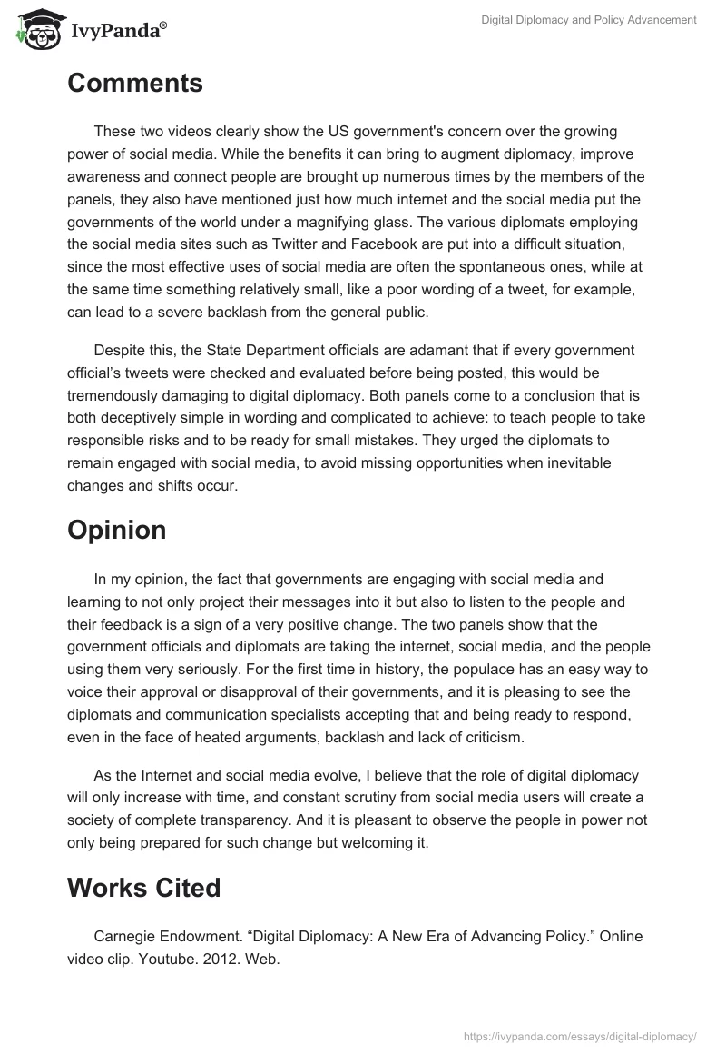Digital Diplomacy and Policy Advancement. Page 2