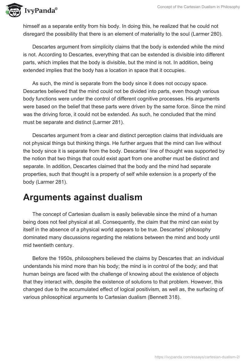 Concept of the Cartesian Dualism in Philosophy. Page 2