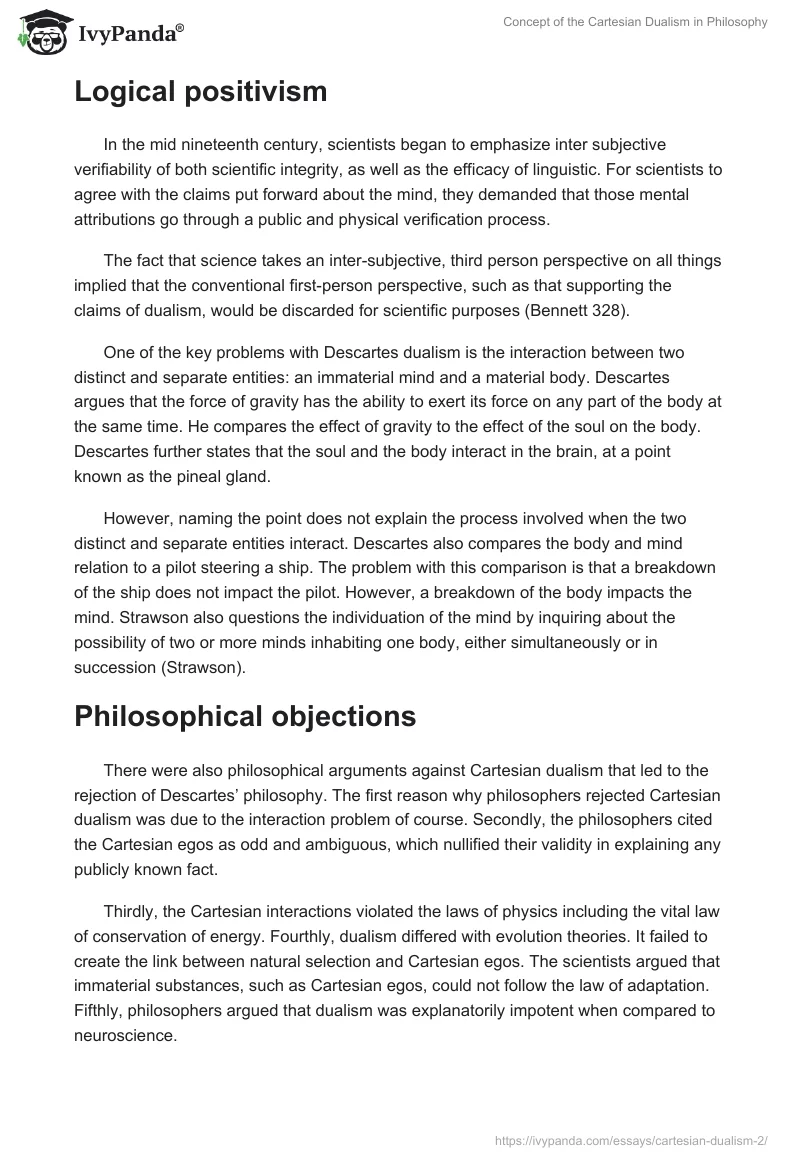 Concept of the Cartesian Dualism in Philosophy. Page 3