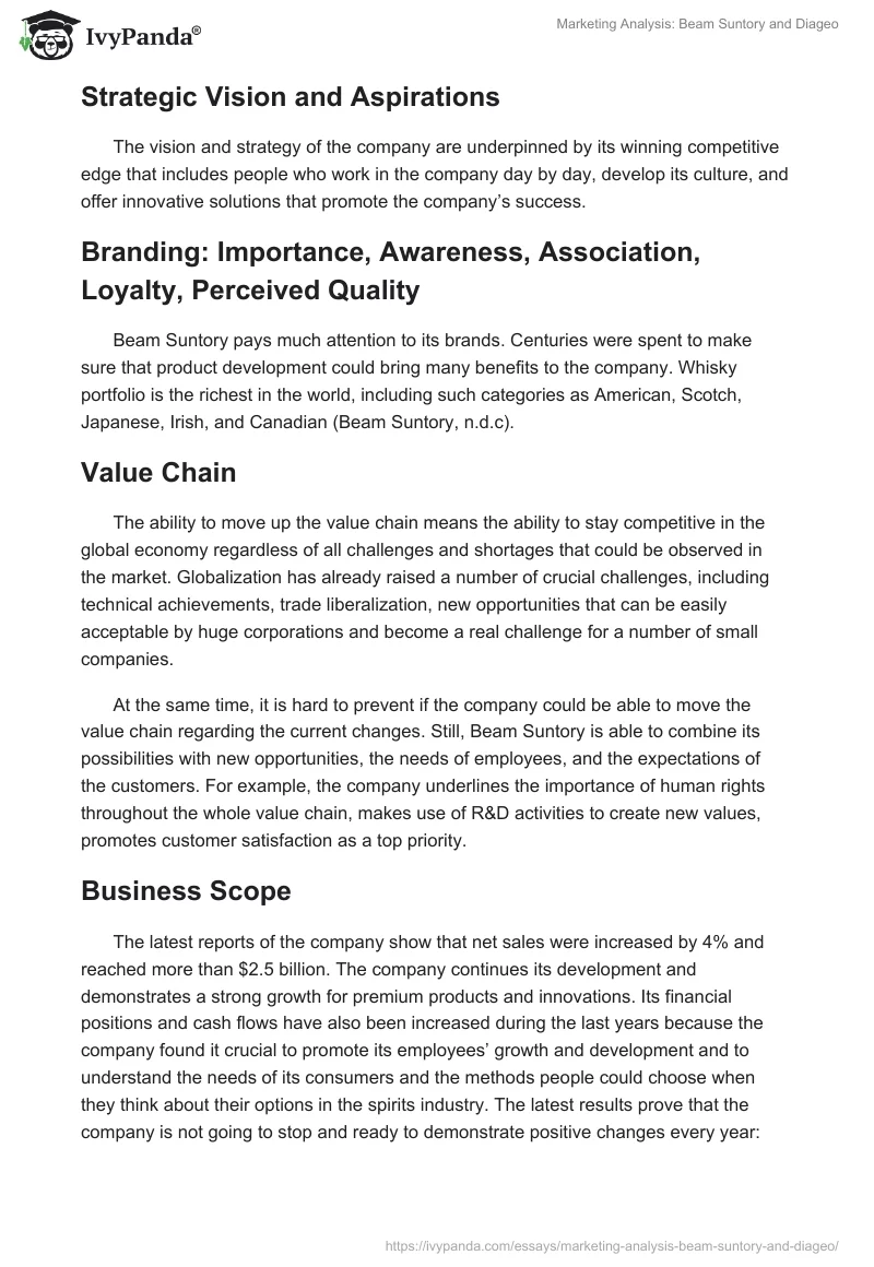 Marketing Analysis: Beam Suntory and Diageo. Page 3