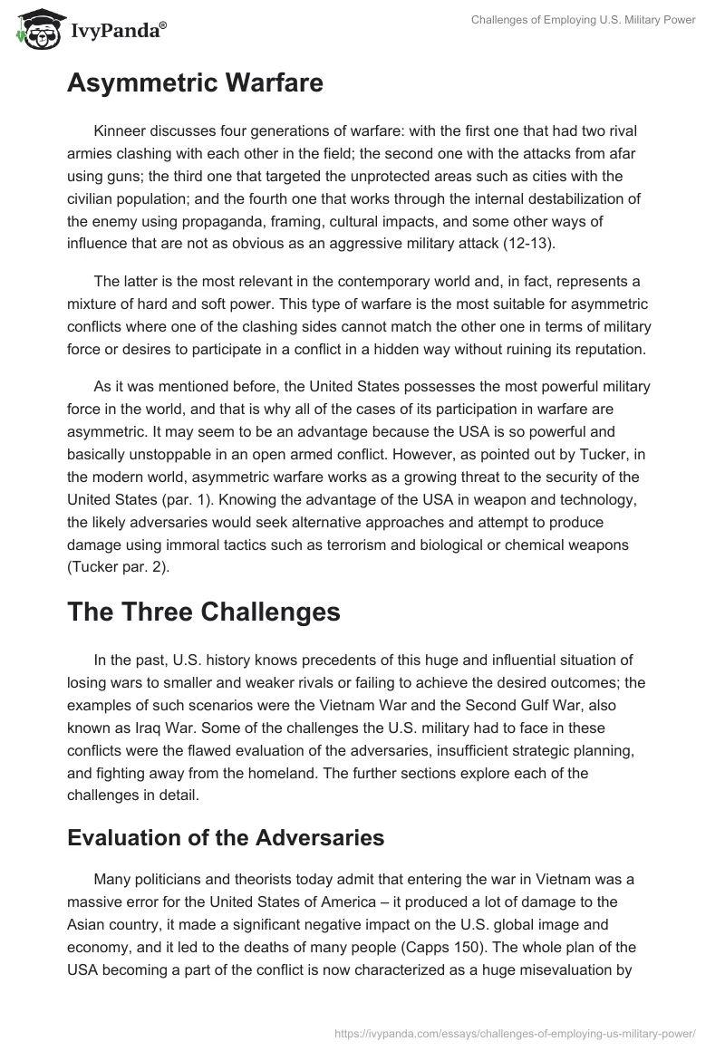 Challenges of Employing U.S. Military Power. Page 3
