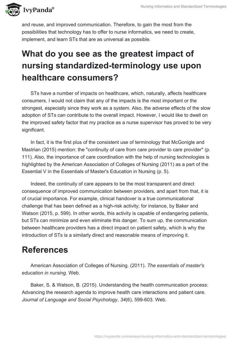Nursing Informatics and Standardized Terminologies. Page 2