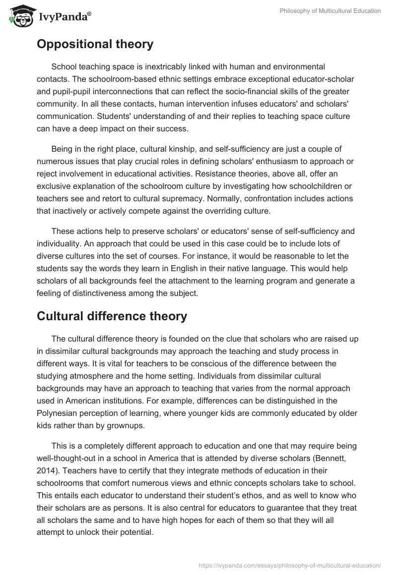 Philosophy of Multicultural Education. Page 3