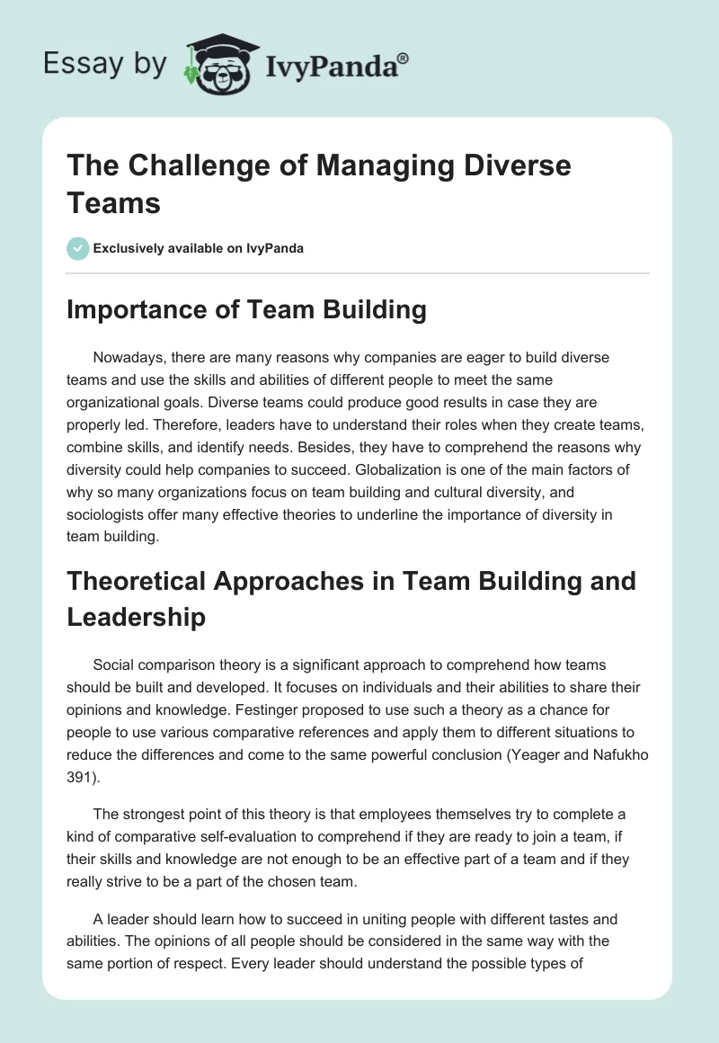 The Challenge of Managing Diverse Teams. Page 1