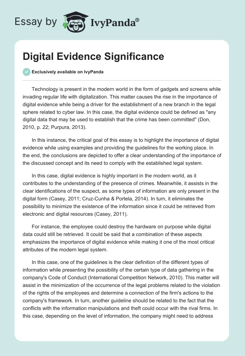 Digital Evidence Significance. Page 1