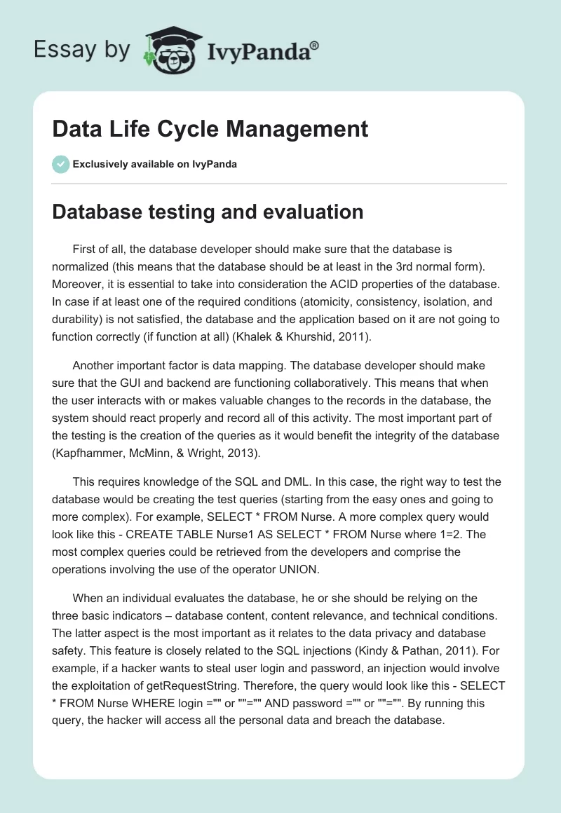 Data Life Cycle Management. Page 1