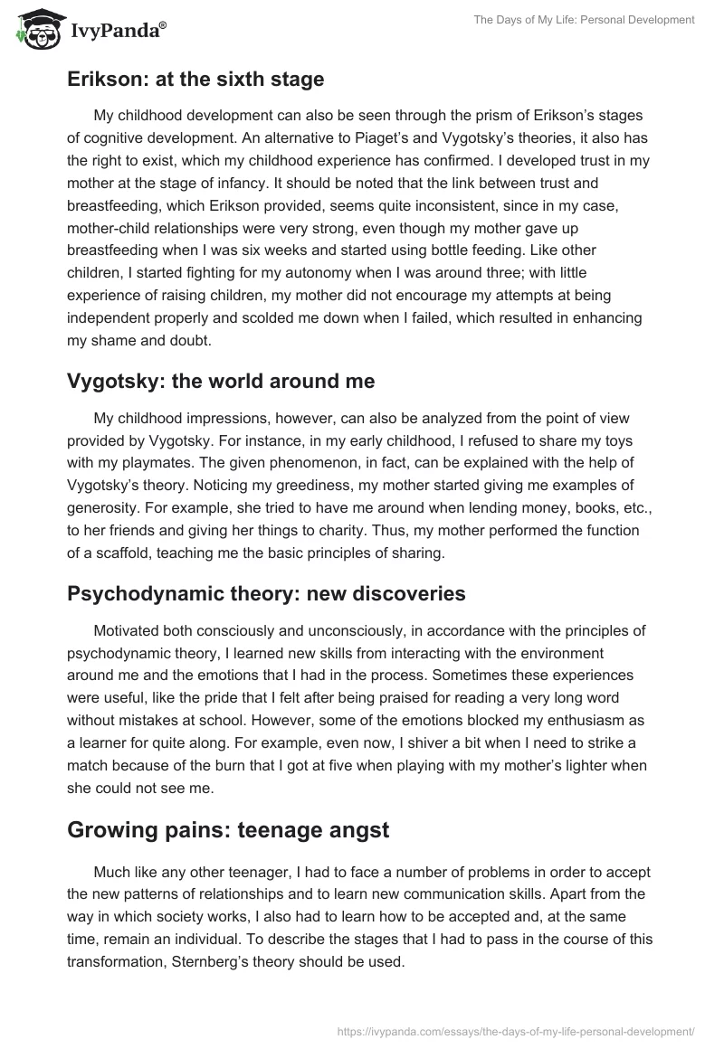 The Days of My Life: Personal Development. Page 2