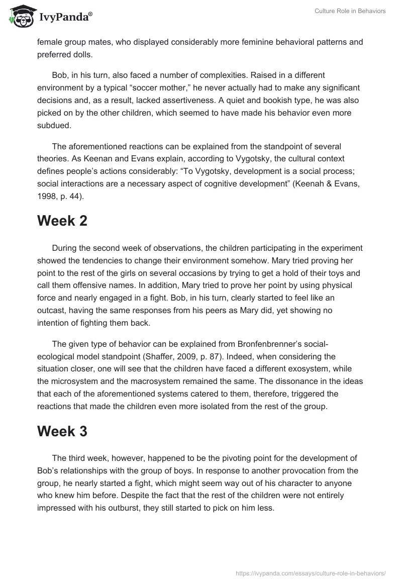Culture Role in Behaviors. Page 2