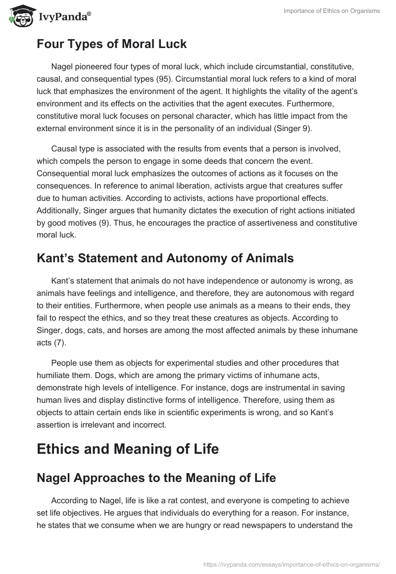 Importance of Ethics on Organisms. Page 2