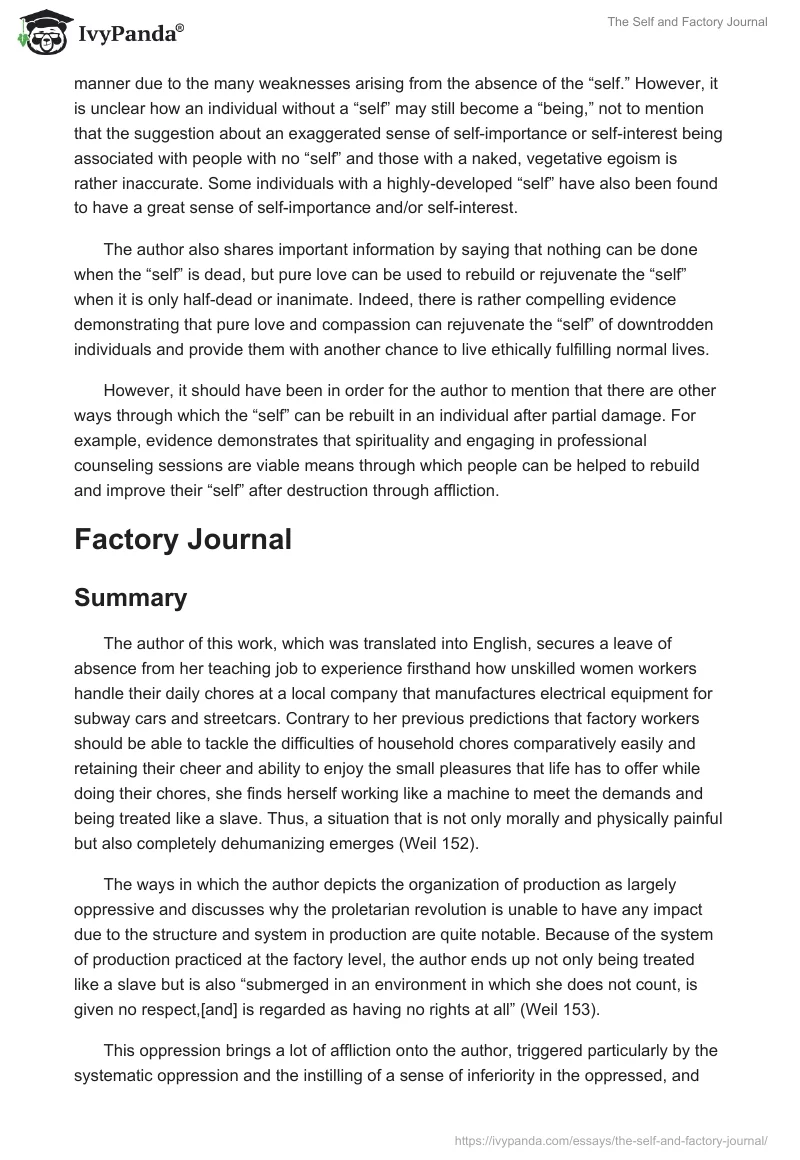 The Self and Factory Journal. Page 2