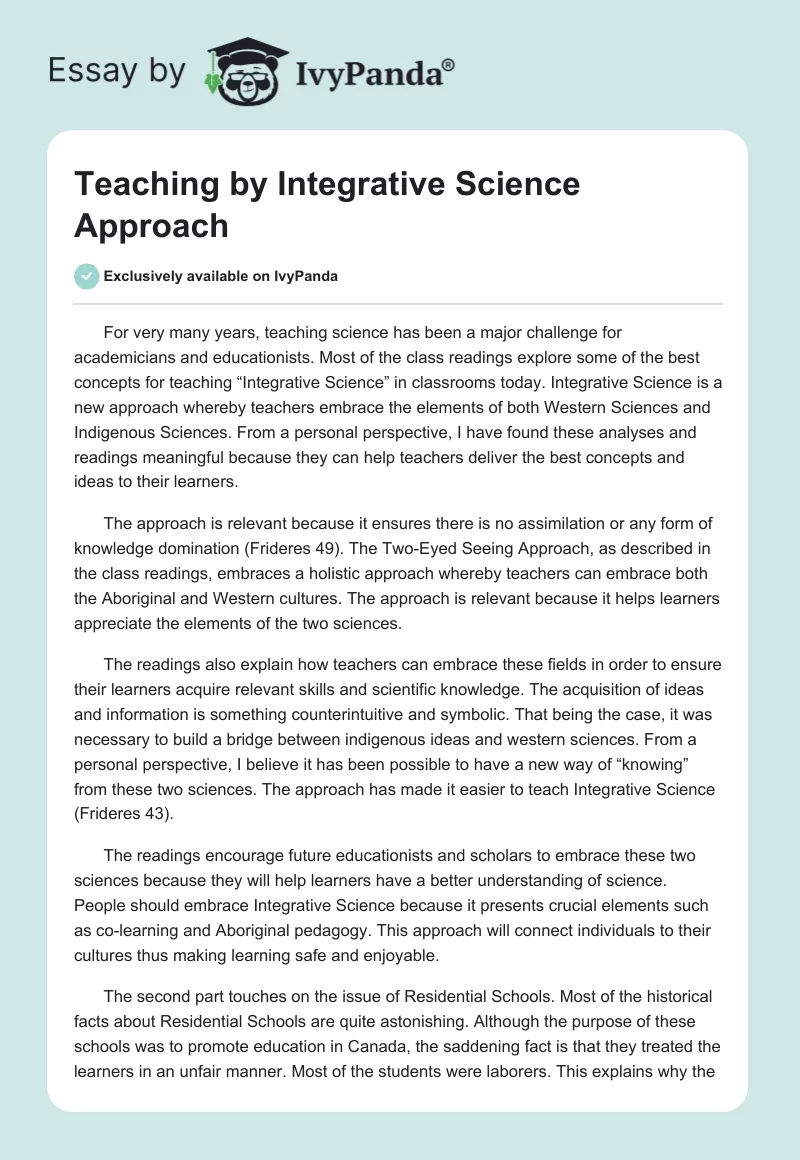 Teaching by Integrative Science Approach. Page 1