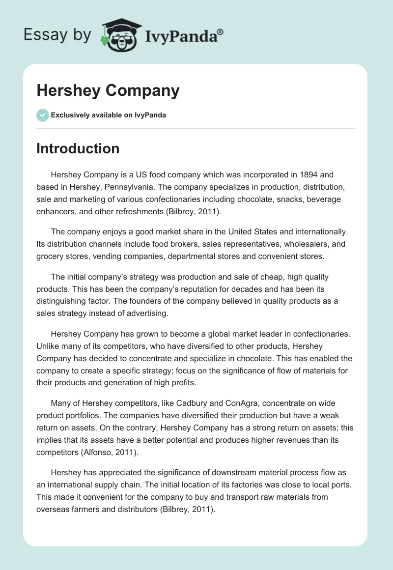 Hershey Company. Page 1