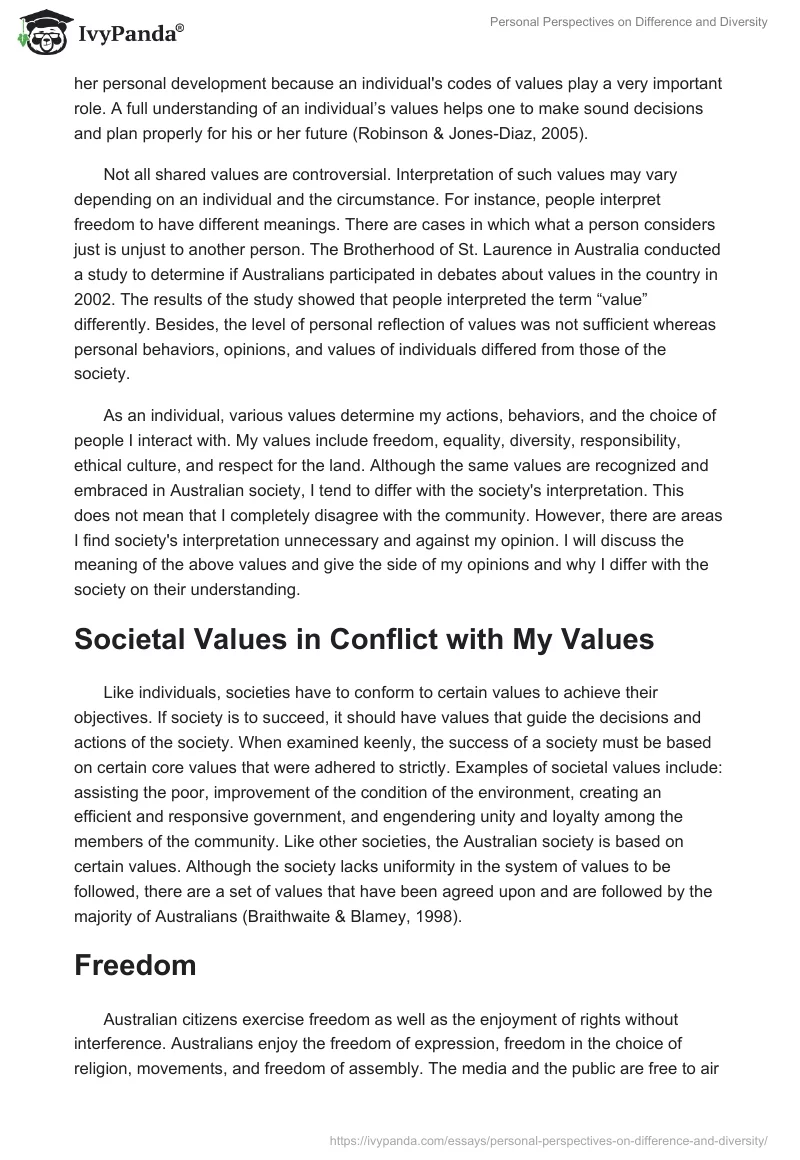 Personal Perspectives on Difference and Diversity. Page 2