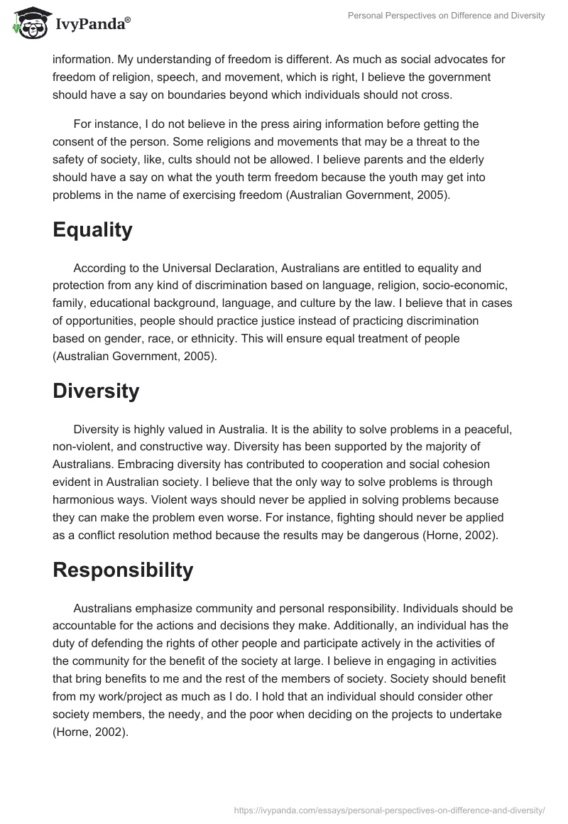 Personal Perspectives on Difference and Diversity. Page 3