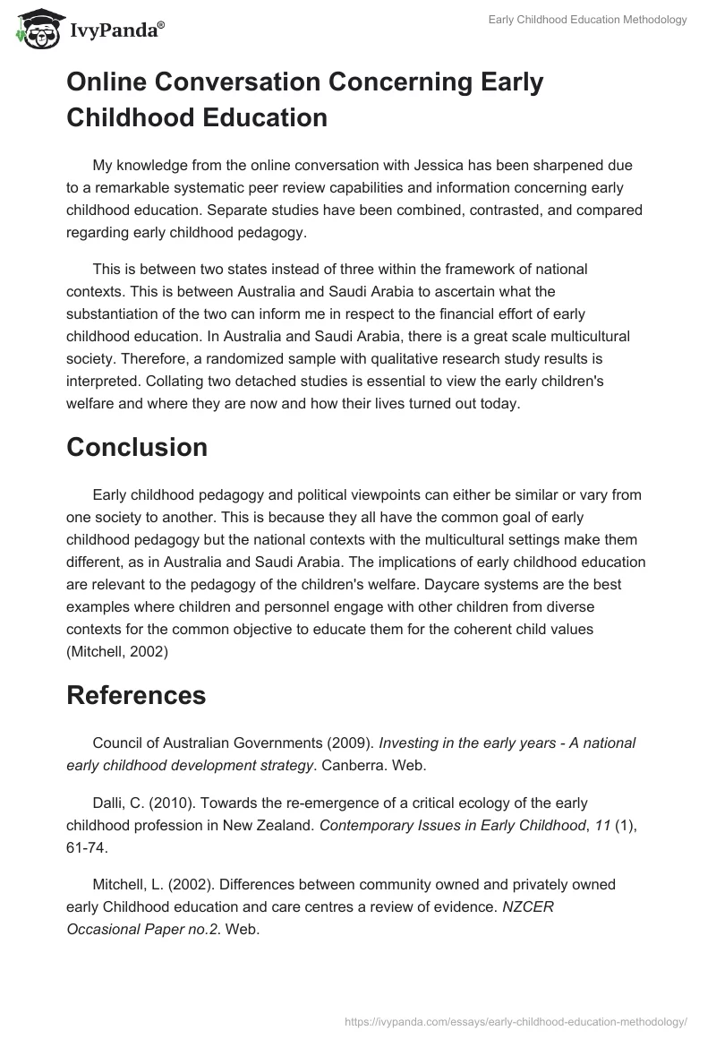 Early Childhood Education Methodology. Page 3