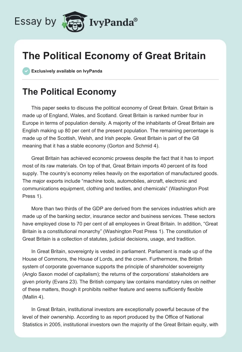 The Political Economy of Great Britain. Page 1