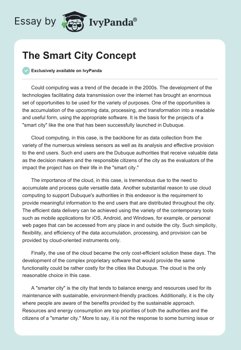 The "Smart City" Concept. Page 1