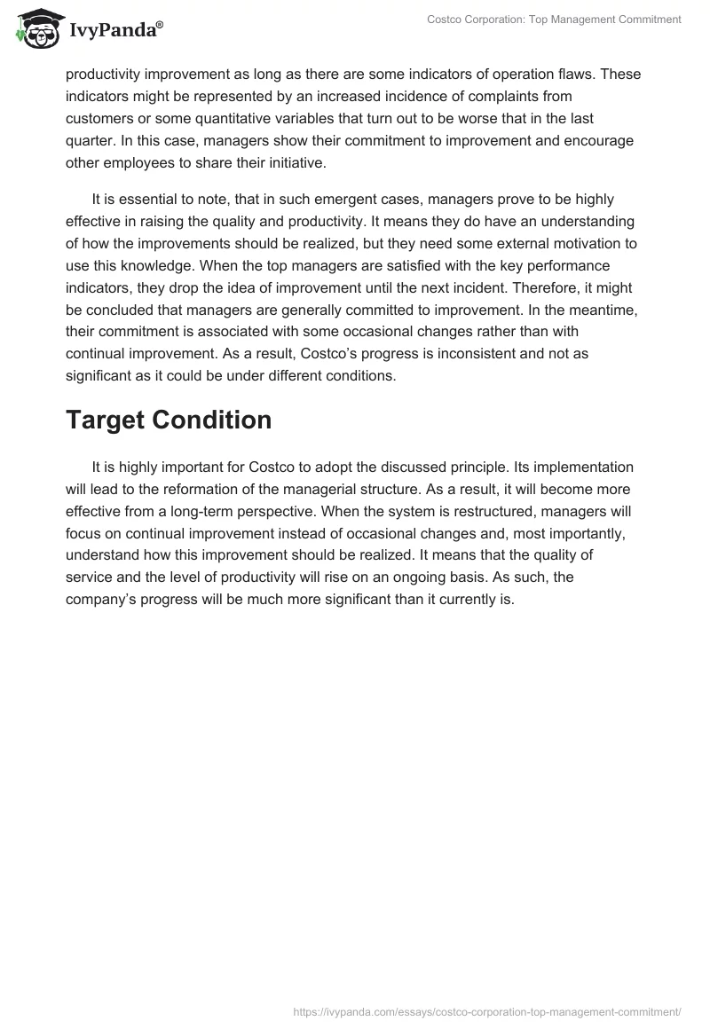 Costco Corporation: Top Management Commitment. Page 2