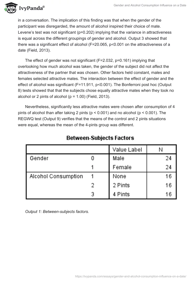 Gender and Alcohol Consumption Influence on a Date. Page 2